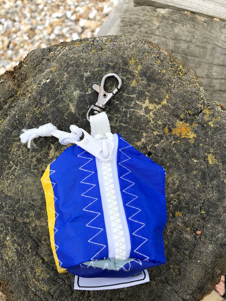Small handy pouch that fits keys, poop bags and credit cards. Useful for dog walks, going out for a jog, or going to the gym.