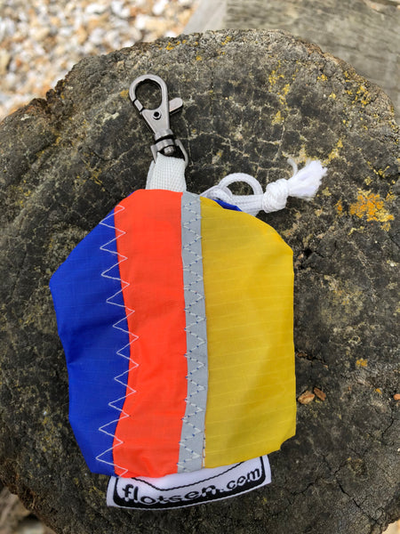 Small handy pouch that fits keys, poop bags and credit cards. Useful for dog walks, going out for a jog, or going to the gym.