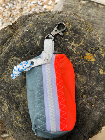 Small handy pouch that fits keys, poop bags and credit cards. Useful for dog walks, going out for a jog, or going to the gym.