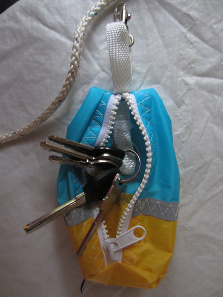 Small handy pouch that fits keys, poop bags and credit cards. Useful for dog walks, going out for a jog, or going to the gym.