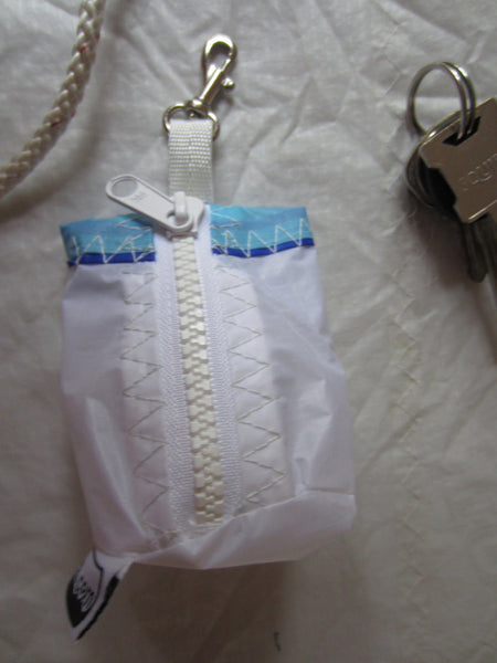 Small handy pouch that fits keys, poop bags and credit cards. Useful for dog walks, going out for a jog, or going to the gym.